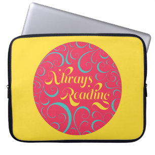 Funda Para Portátil Lectura permanente Amarillo azul rosa brillante