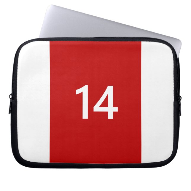 Funda Para Portátil Legendario Nº 14 en rojo y blanco (Frente)