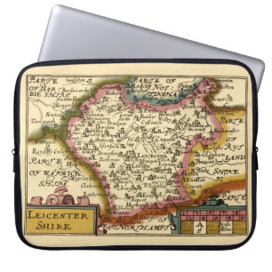Funda Para Portátil Leicestershire County England Mapa anticuario anti