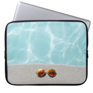 Funda Para Portátil Lente naranja con marco dorado gafas de sol al est