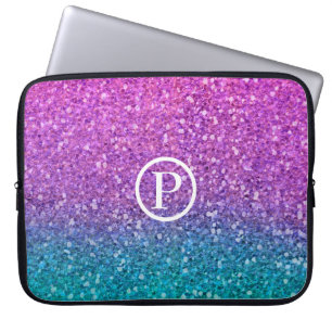 Funda Para Portátil Lentejuelas purpura azul acuamarino y rosa