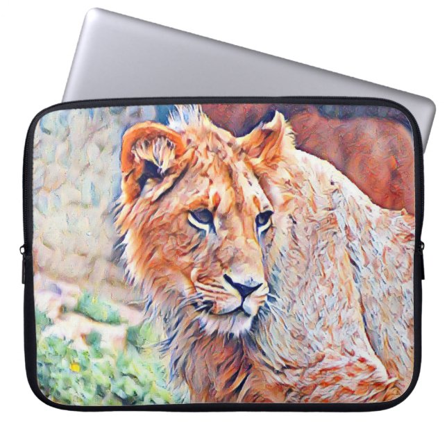 Funda Para Portátil león acuarell (Frente)