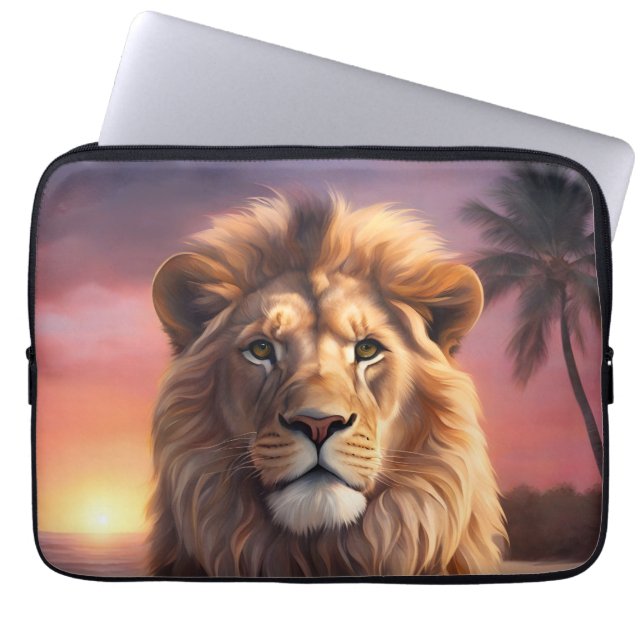 Funda Para Portátil León en la playa (Frente)