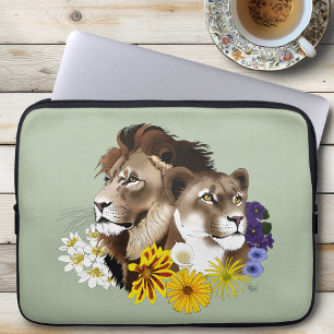 Funda Para Portátil León Leona Floral Verde