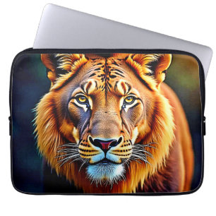 Funda Para Portátil León Majestuoso: Alma del Rey Salvaje Arte