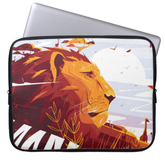 Funda Para Portátil León majestuoso en safari Rey de bestias mentiendo