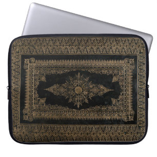 Funda Para Portátil León Negro Antiguo Y Oro Rosa