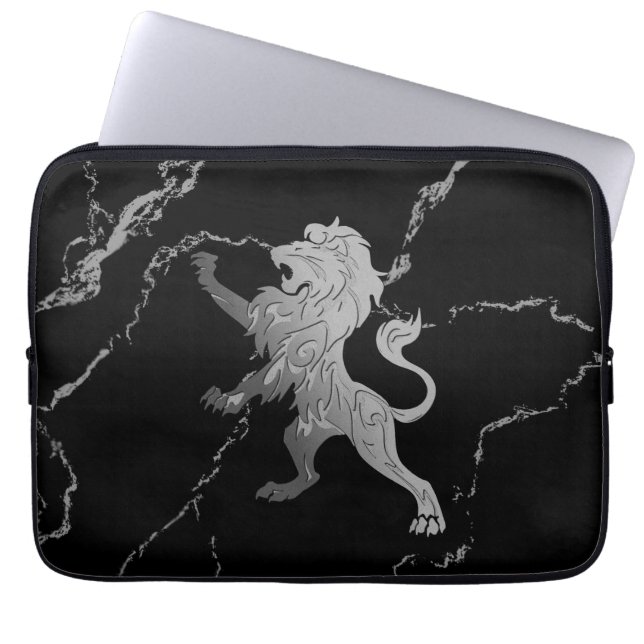Funda Para Portátil León real plateado (Frente)