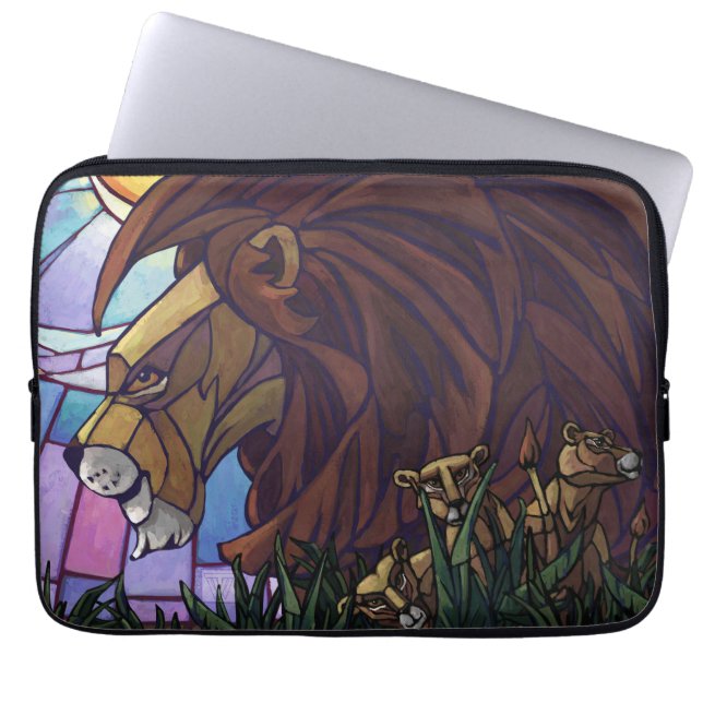 Funda Para Portátil León Rey y Cubos (Frente)