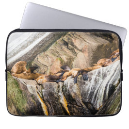 Funda Para Portátil Leones Marinos Sobre Las Rocas