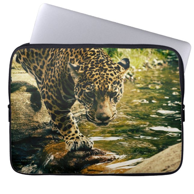 Funda Para Portátil Leopard cruzando una fotografía de streaming (Frente)