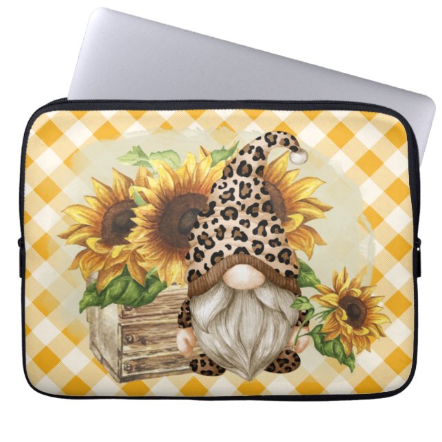 Funda Para Portátil Leopard Gnome Sunflowers (Frente)