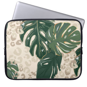 Funda Para Portátil Leopard Monstera: Vintage de la jungla.
