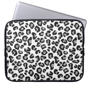 Funda Para Portátil Leopard Print in Black and White with Gray