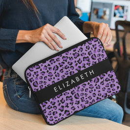 Funda Para Portátil Leopard Print, Spots, Purple Leopard, tu nombre