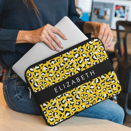 Funda Para Portátil Leopard Print, Spots, Yellow Leopard, tu nombre