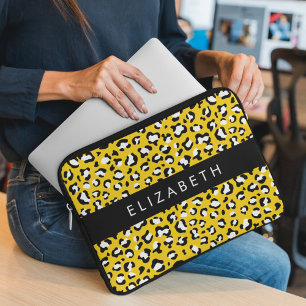 Funda Para Portátil Leopard Print, Spots, Yellow Leopard, tu nombre