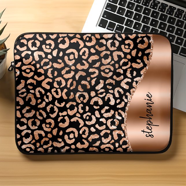 Funda Para Portátil Leopard Spots Rosa Gold Black (Subido por el creador)