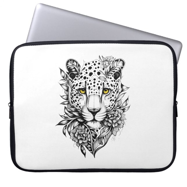 Funda Para Portátil Leopard Wild Animal Nature Ilustracion Tattoo (Frente)