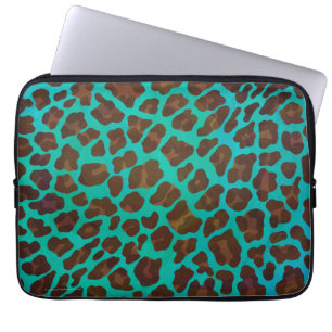 Funda Para Portátil Leopardo Brown e impresión Verde azulada