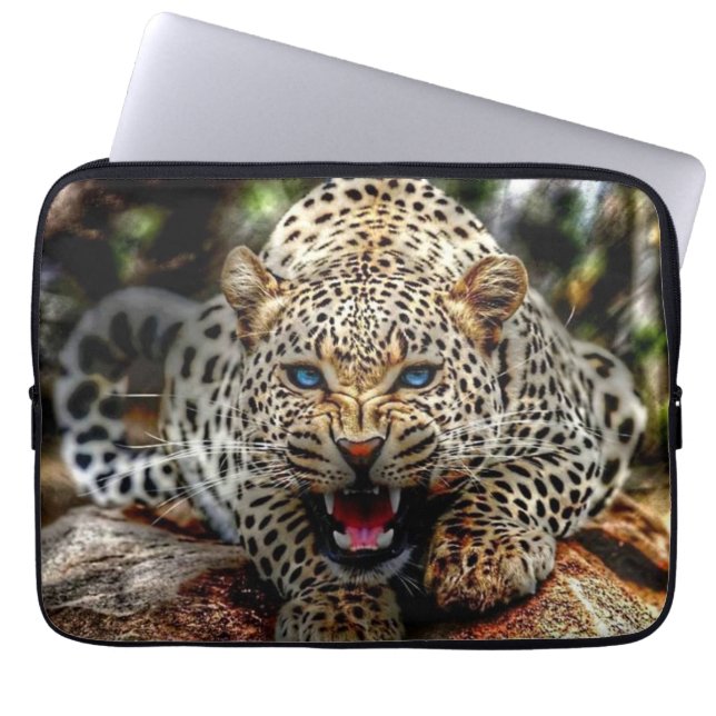 Funda Para Portátil Leopardo de ojos azules (Frente)