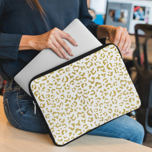 Funda Para Portátil Leopardo de oro, Purpurina de oro, impresión de le