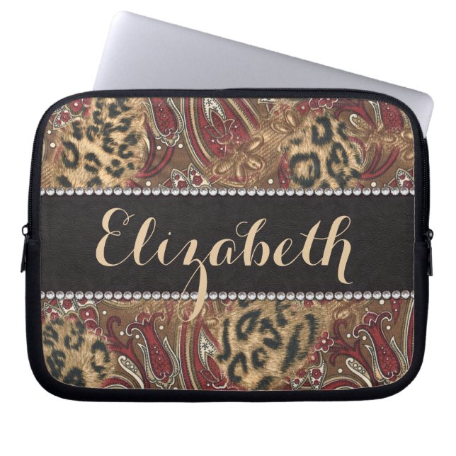 Funda Para Portátil Leopardo e impresión del modelo de Paisley a (Frente)