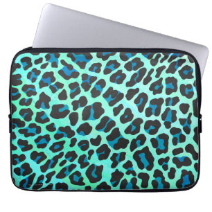 Funda Para Portátil Leopardo negro e impresión Verde azulada