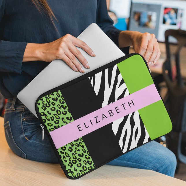 Funda Para Portátil Leopardo Print, Zebra Print, Green, Your Name (Subido por el creador)