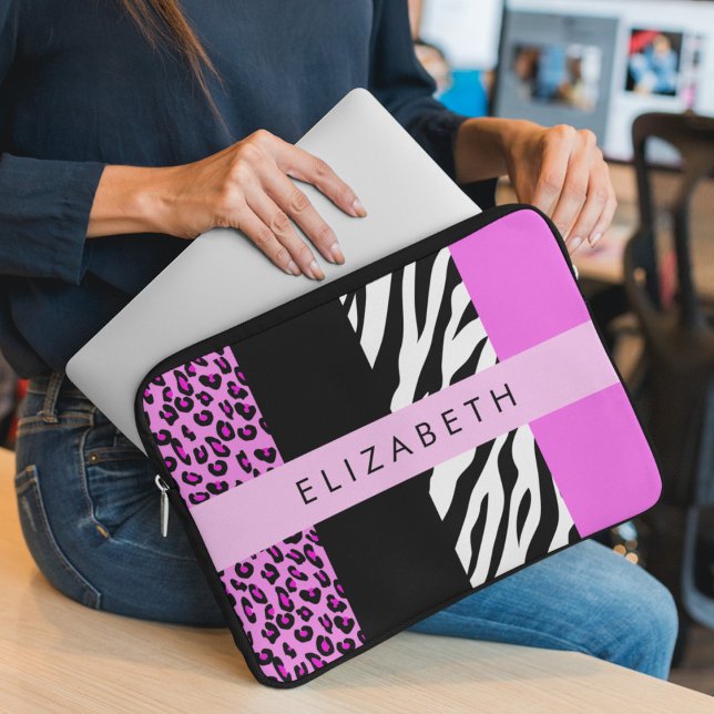 Funda Para Portátil Leopardo Print, Zebra Print, Pink, Your Name (Subido por el creador)