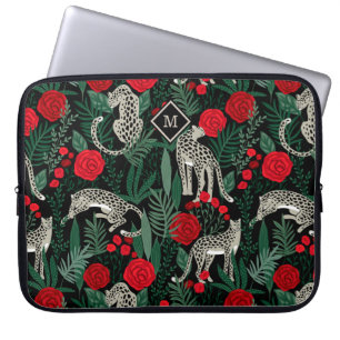 Funda Para Portátil Leopardos y monograma del patrón tropical exótico