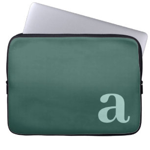 Funda Para Portátil Letra de monograma verde mar y azul teal minimalis