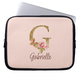 Funda Para Portátil Letra de nombre personalizada G Relieve metalizado