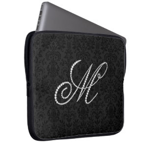 Funda Para Portátil Letra elegante M Diamantes espumosos-Monograma