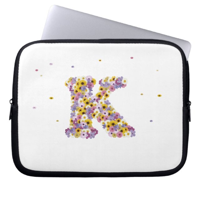 Funda Para Portátil Letra flor K (Frente)
