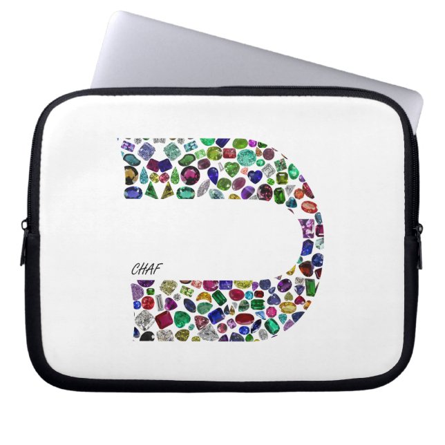 Funda Para Portátil Letra hebrea 'CHAF' hecha con gemas en todos los c (Frente)