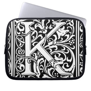 Funda Para Portátil Letra K Monograma medieval Art Nouveau