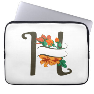 Funda Para Portátil Letra mayúscula Monograma floral H