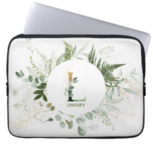 Funda Para Portátil Letra monograma L Foliage Wreath Portátil Sleed