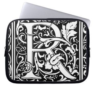 Funda Para Portátil Letra R Monograma medieval Art Nouveau