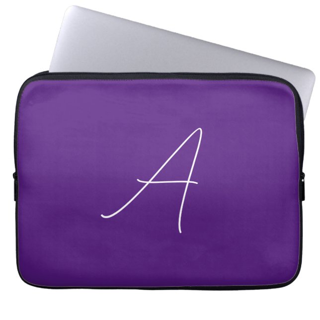 Funda Para Portátil Letra real púrpura inicial caligrafía monográfica (Frente)