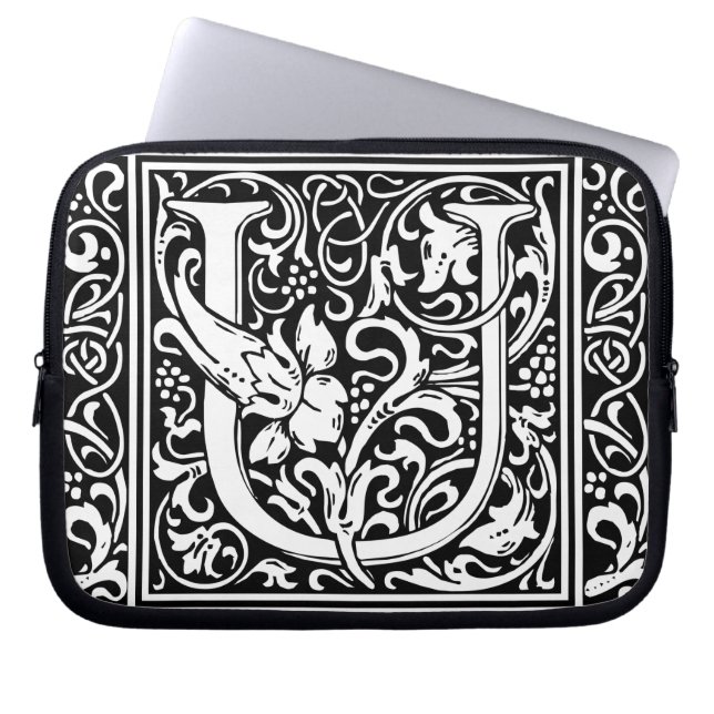 Funda Para Portátil Letra U Monograma medieval Art Nouveau (Frente)