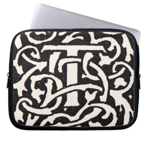 Funda Para Portátil Letra vintage monograma T Art Nouveau