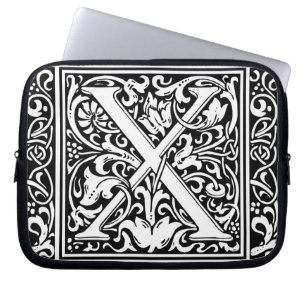 Funda Para Portátil Letra X Monograma medieval Art Nouveau