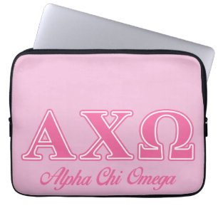 Funda Para Portátil Letras rosadas de Omega de la ji de Alphi