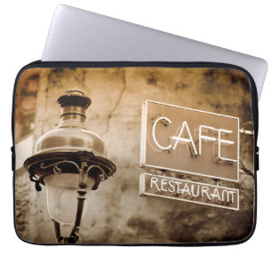 Funda Para Portátil Letrero de café sepia, París, Francia