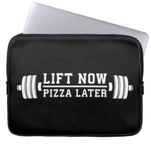 Funda Para Portátil Levántate Ahora, Pizza Después, Barbell - Gracioso