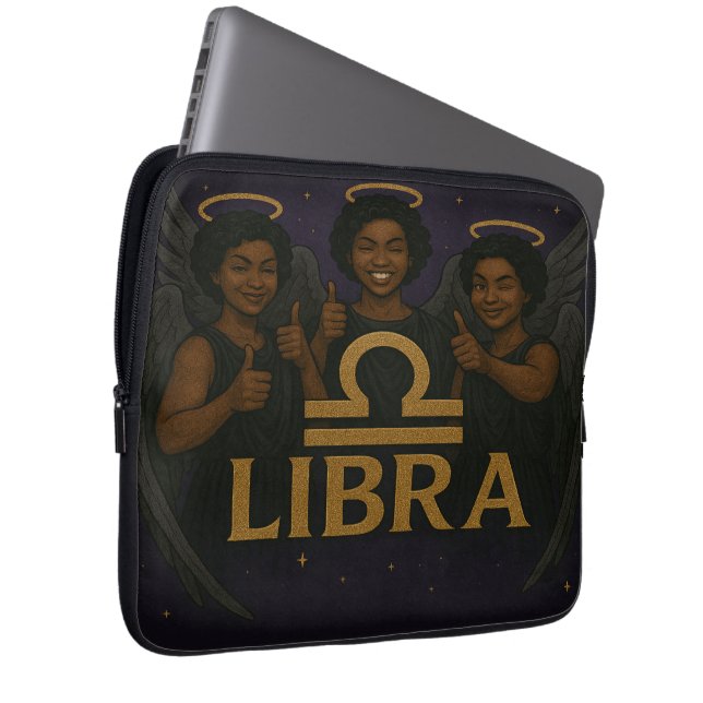 Funda Para Portátil Libra Black Angel Zodiac Laptop Sleeve (Anverso derecho)