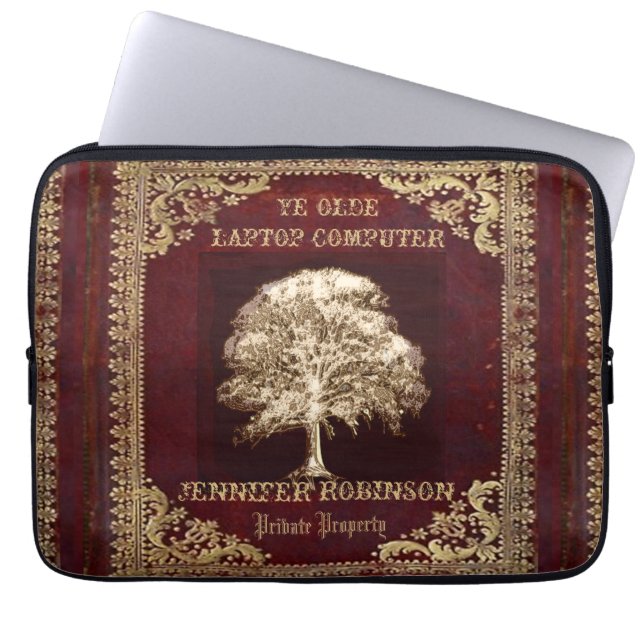 Funda Para Portátil Libro de cuero antiguo añejo con problemas (Frente)