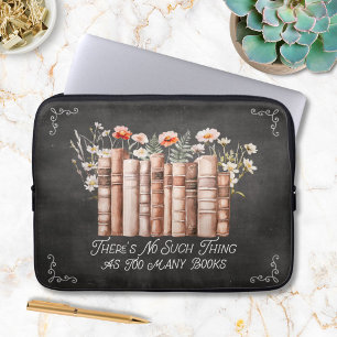 Funda Para Portátil Libros con Flores y Cita en Pizarra Negra